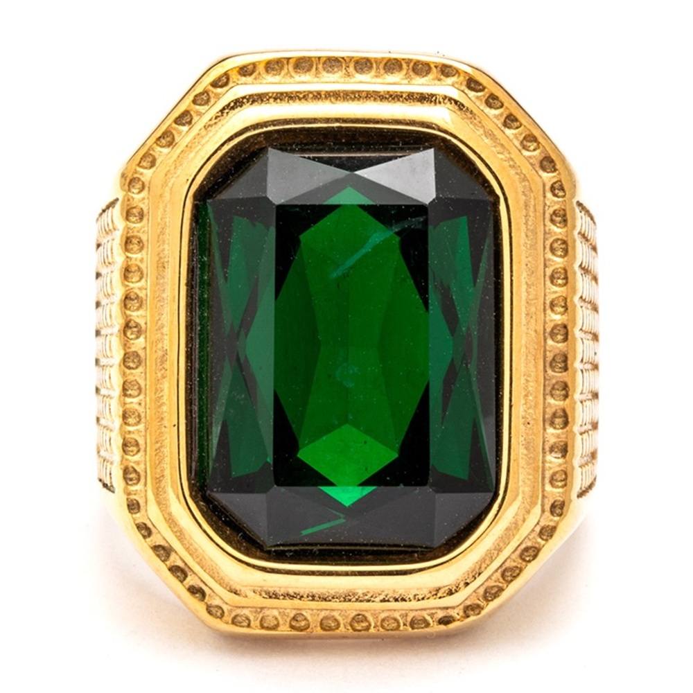 Green & Gold Stainless Steel Statement Rings